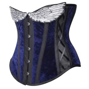 Corset Story Navy Velvet Underbust Corset with Sparkle Wings